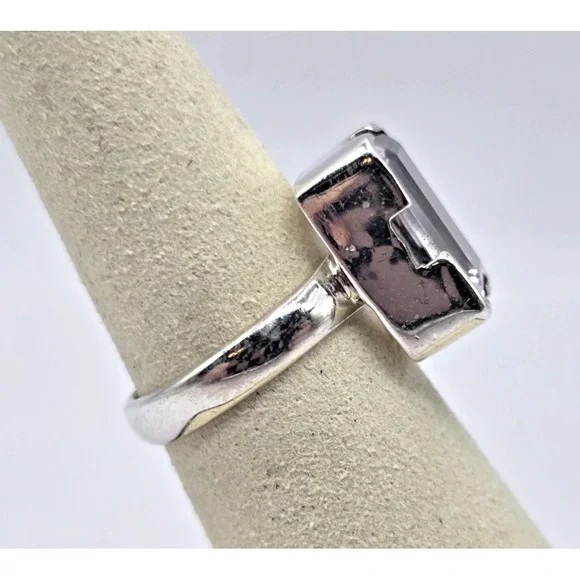 Amethyst Ring Size 7 Sterling Silver 925 Rectangle Handmade Statement NWOT
